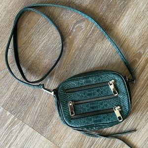 REBECCA MINKOFF green croc crossbody bag